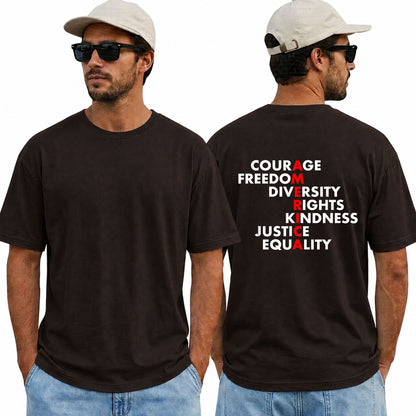 America Courage Freedom Diversity Rights Kindness Justice Equality Shirt Anti Trump Political Graphic Tee Resistance Gift For Adults