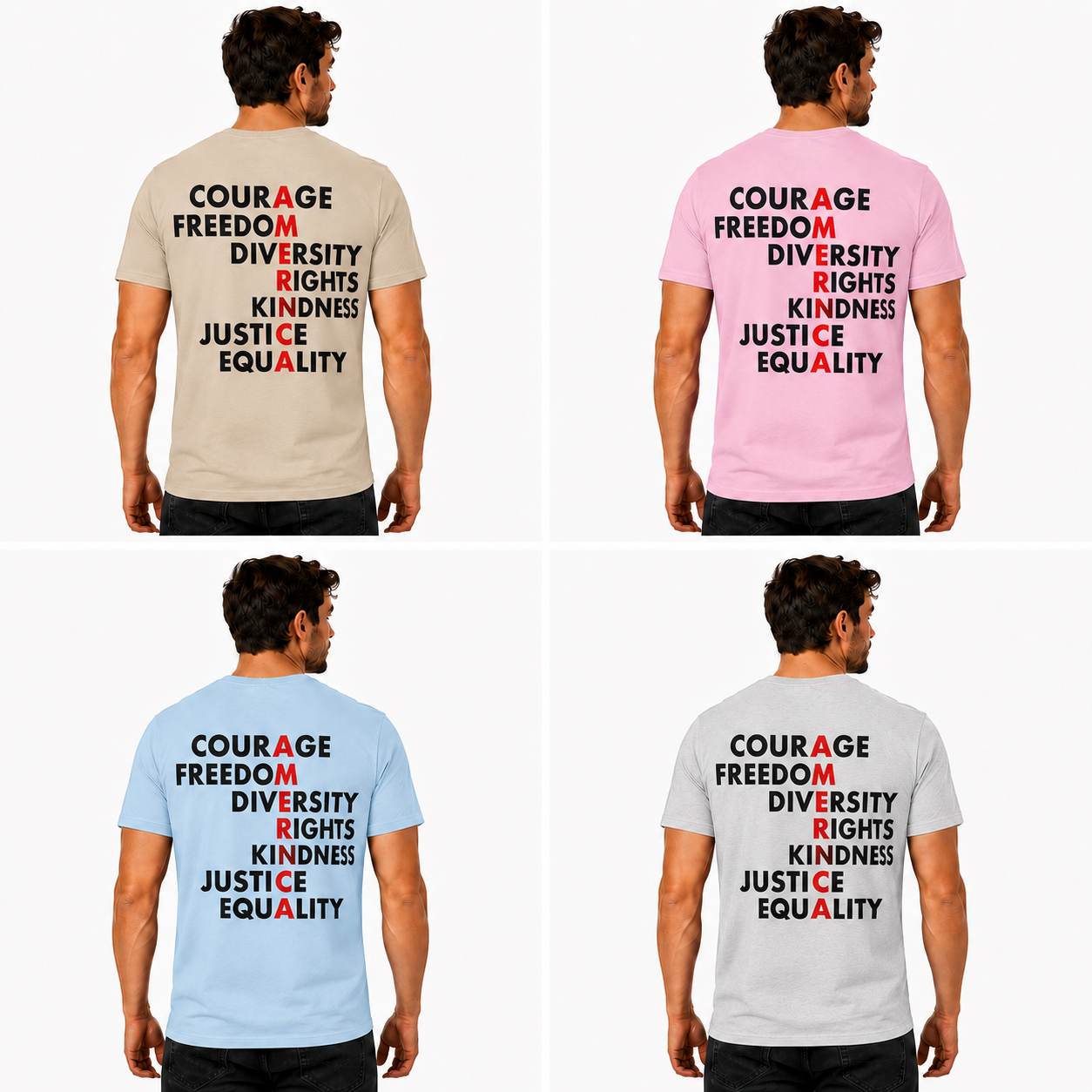 America Courage Freedom Diversity Rights Kindness Justice Equality Shirt Anti Trump Political Graphic Tee Resistance Gift For Adults
