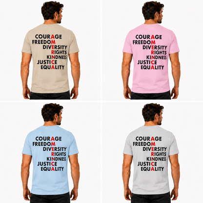 America Courage Freedom Diversity Rights Kindness Justice Equality Shirt Anti Trump Political Graphic Tee Resistance Gift For Adults