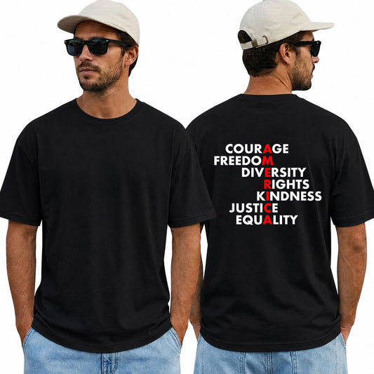 America Courage Freedom Diversity Rights Kindness Justice Equality Shirt Anti Trump Political Graphic Tee Resistance Gift For Adults