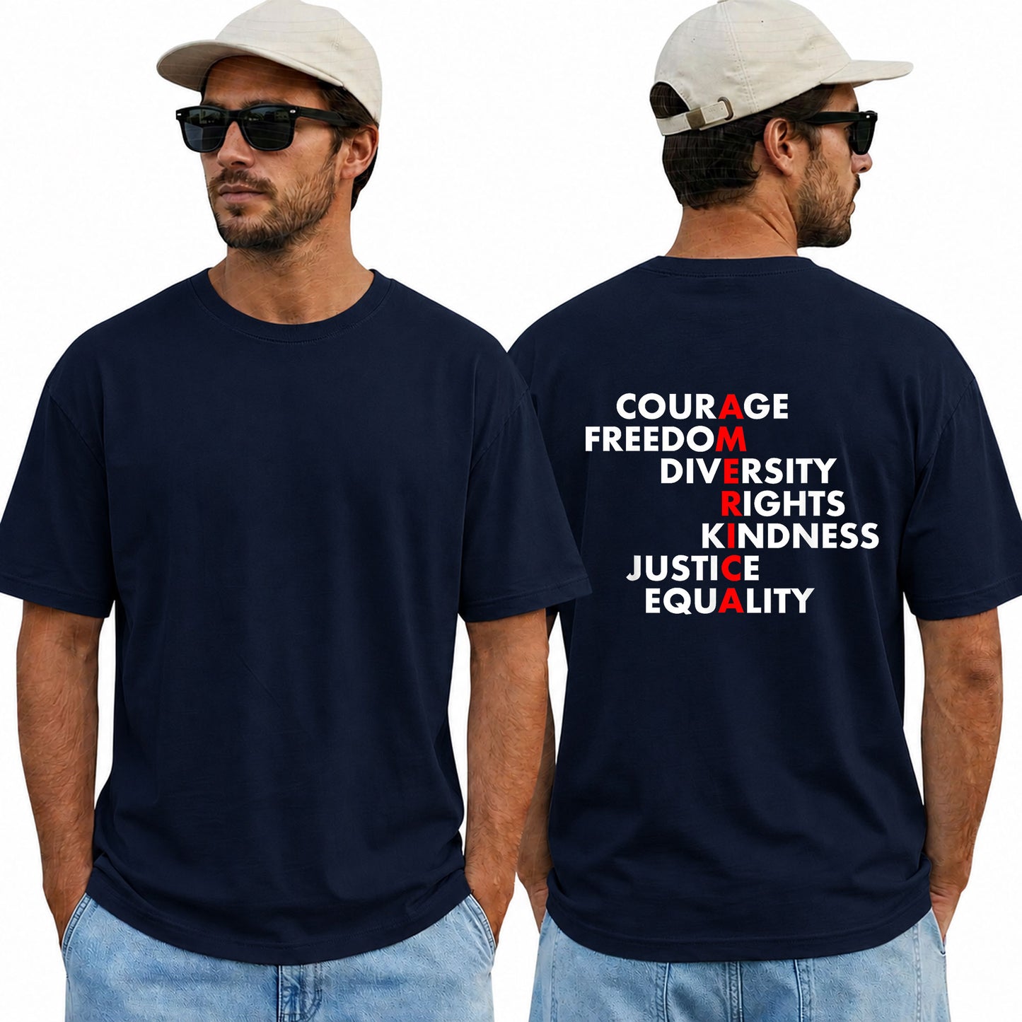 America Courage Freedom Diversity Rights Kindness Justice Equality Shirt Anti Trump Political Graphic Tee Resistance Gift For Adults