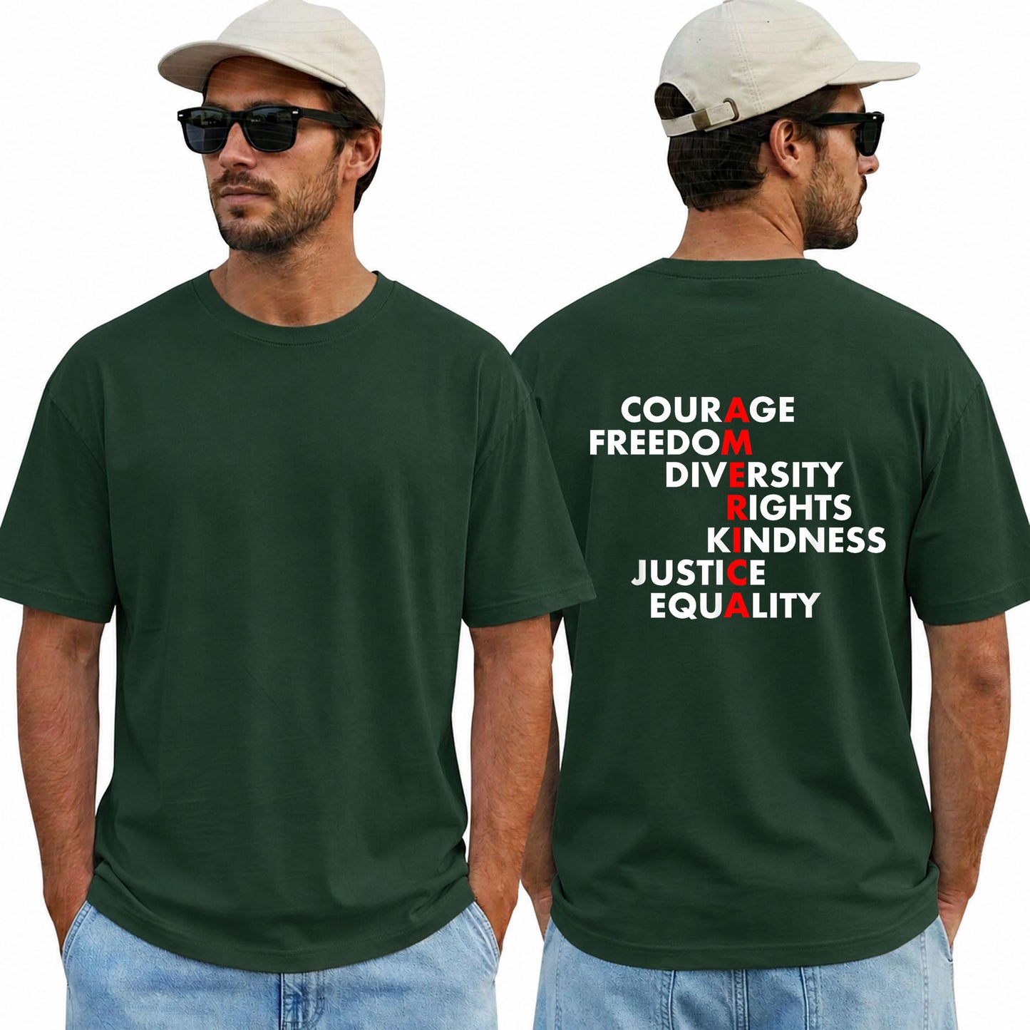 America Courage Freedom Diversity Rights Kindness Justice Equality Shirt Anti Trump Political Graphic Tee Resistance Gift For Adults