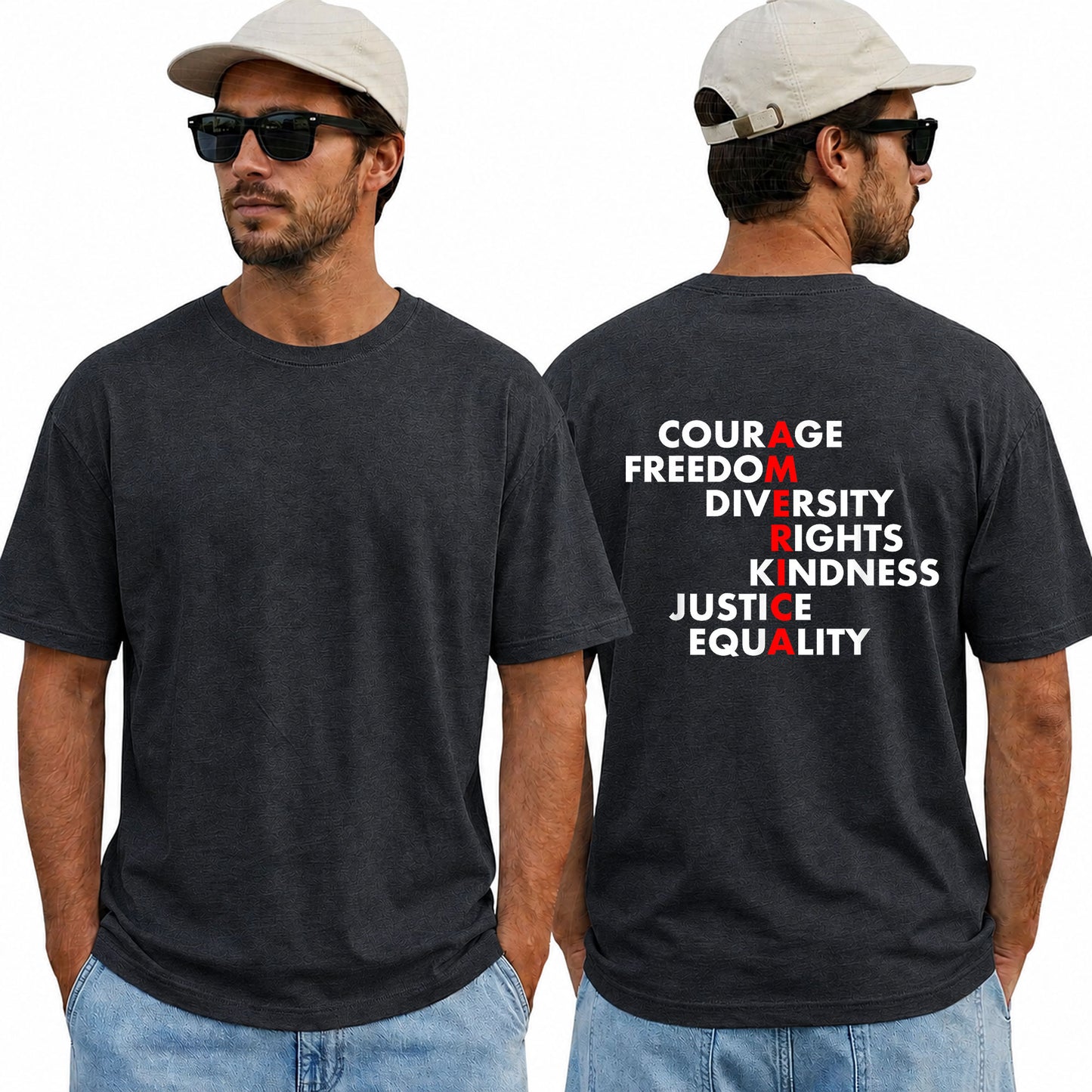 America Courage Freedom Diversity Rights Kindness Justice Equality Shirt Anti Trump Political Graphic Tee Resistance Gift For Adults