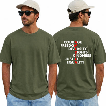 America Courage Freedom Diversity Rights Kindness Justice Equality Shirt Anti Trump Political Graphic Tee Resistance Gift For Adults