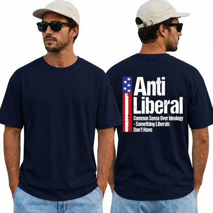 Anti Liberal Common Sense Over Ideology Shirt Funny Conservative Political Graphic Tee Patriot Gift For Adults
