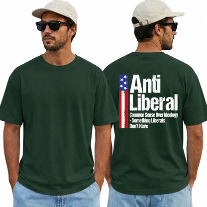 Anti Liberal Common Sense Over Ideology Shirt Funny Conservative Political Graphic Tee Patriot Gift For Adults