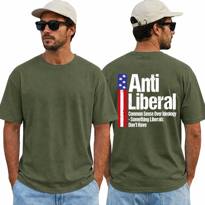 Anti Liberal Common Sense Over Ideology Shirt Funny Conservative Political Graphic Tee Patriot Gift For Adults