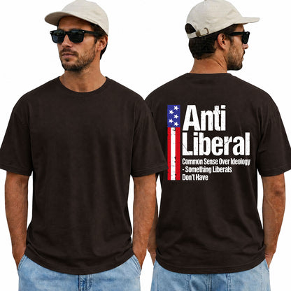 Anti Liberal Common Sense Over Ideology Shirt Funny Conservative Political Graphic Tee Patriot Gift For Adults