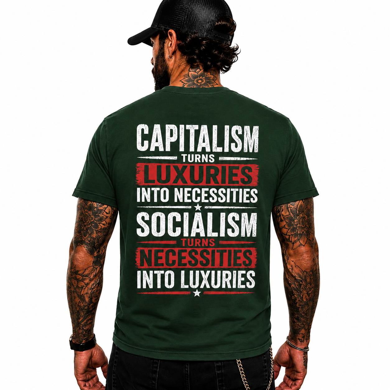 Capitalism Turns Luxuries Into Necessities Shirt Conservative Political Graphic Tee Patriot Gift For Adults