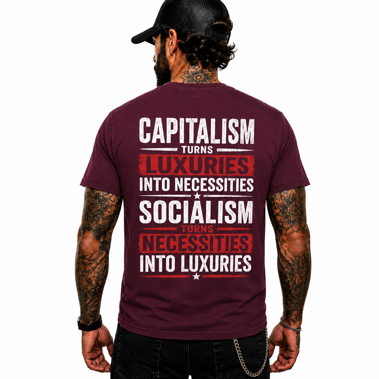 Capitalism Turns Luxuries Into Necessities Shirt Conservative Political Graphic Tee Patriot Gift For Adults
