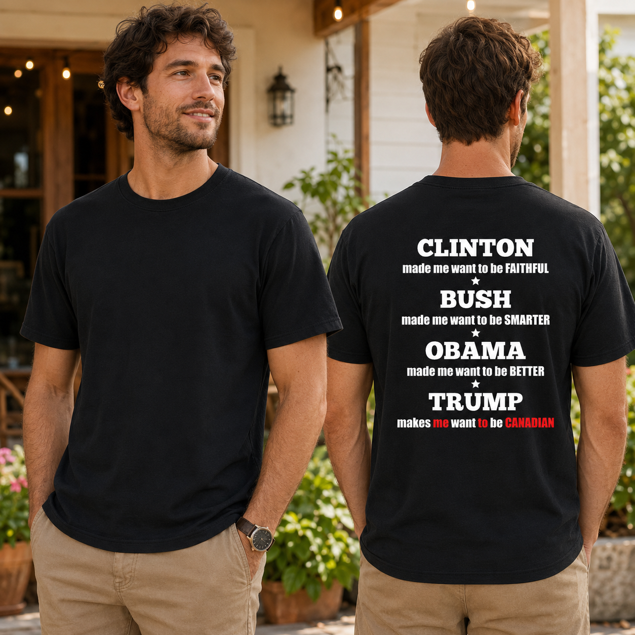 Clinton Bush Obama Trump Makes Me Want To Be Canadian Shirt Funny Anti Trump Political Graphic Tee Protest Gift For Adults