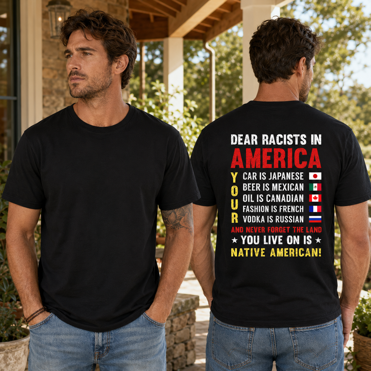 Dear Racists In America Native American Anti Racism Shirt Equality Graphic Tee Social Justice Gift For Adults