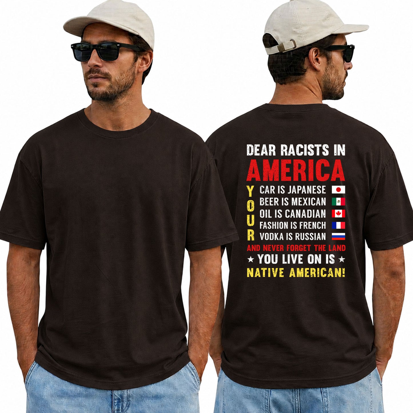Dear Racists In America Native American Anti Racism Shirt Equality Graphic Tee Social Justice Gift For Adults