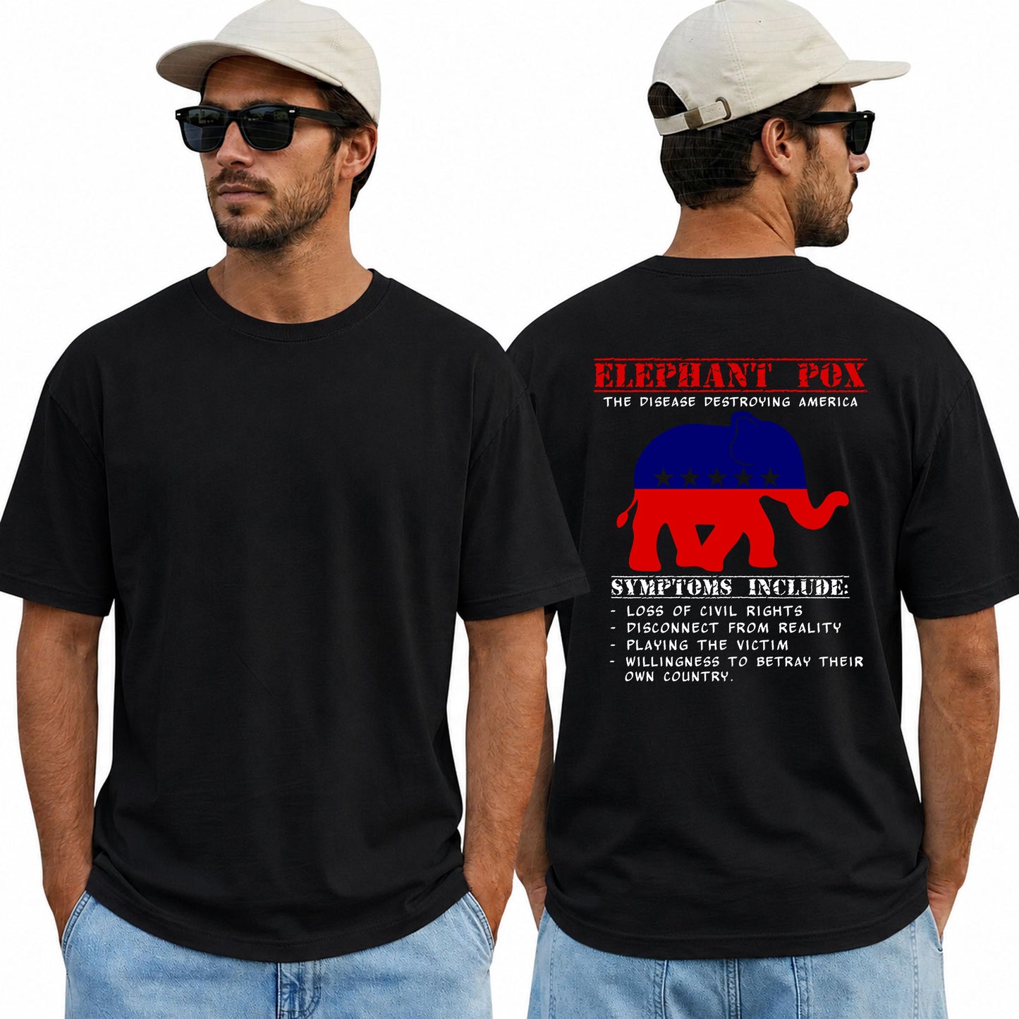 Elephant Pox Shirt Funny Anti Democrat Political Graphic Tee Conservative Humor Republican Gift For Adults