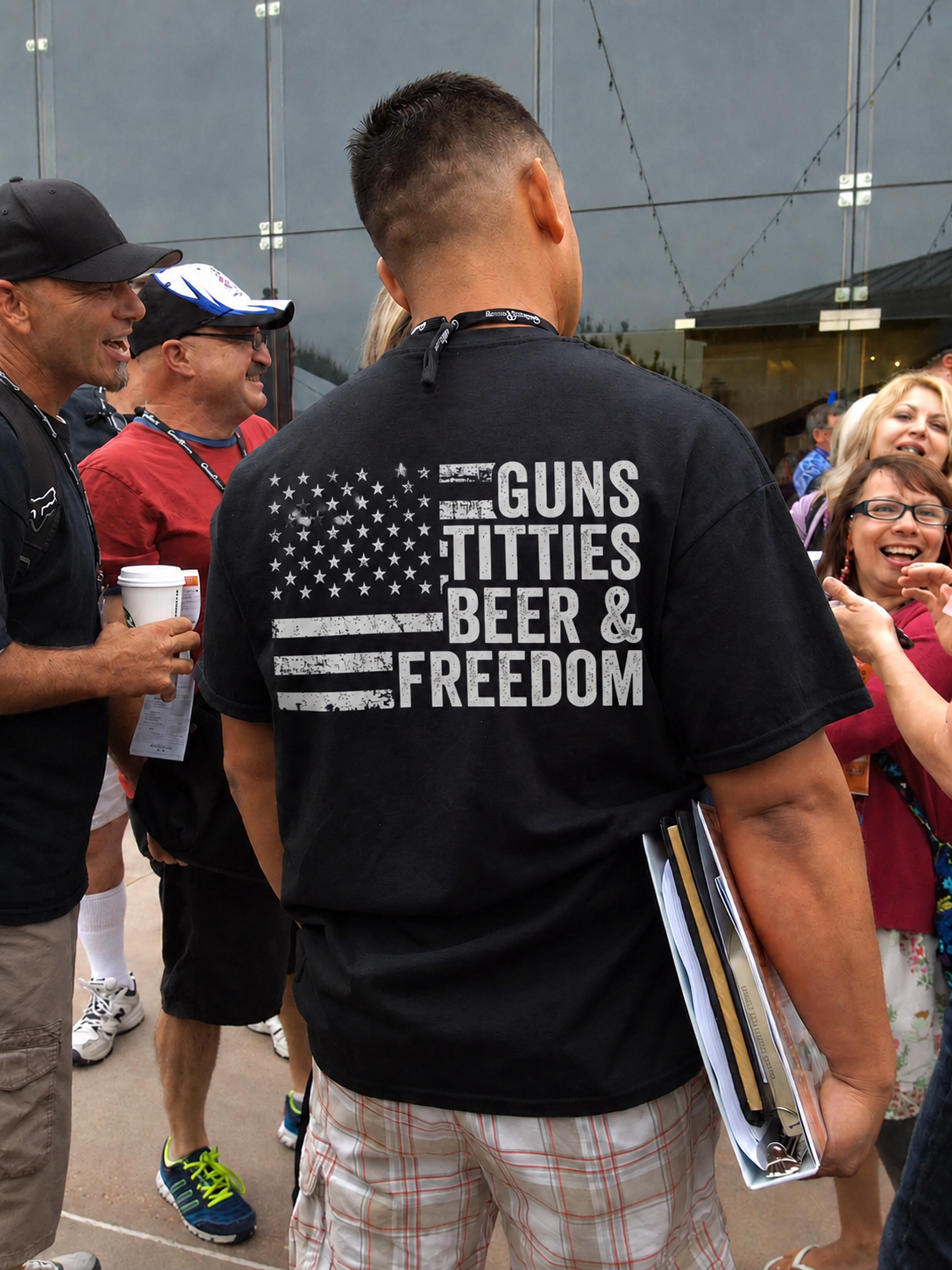 Guns Titties Beer And Freedom Shirt Funny Patriotic Graphic Tee American Flag Gift For Men