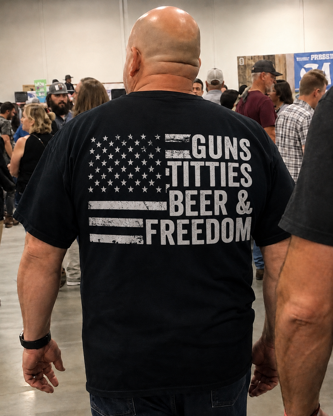 Guns Titties Beer And Freedom Shirt Funny Patriotic Graphic Tee American Flag Gift For Men