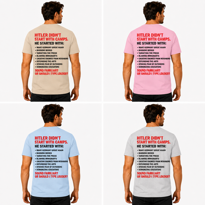 Hitler Didnt Start With Camps Shirt Anti Trump Political Graphic Tee Protest Equality Gift For Adults