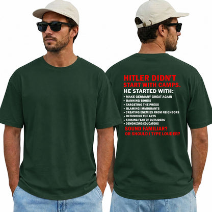 Hitler Didnt Start With Camps Shirt Anti Trump Political Graphic Tee Protest Equality Gift For Adults