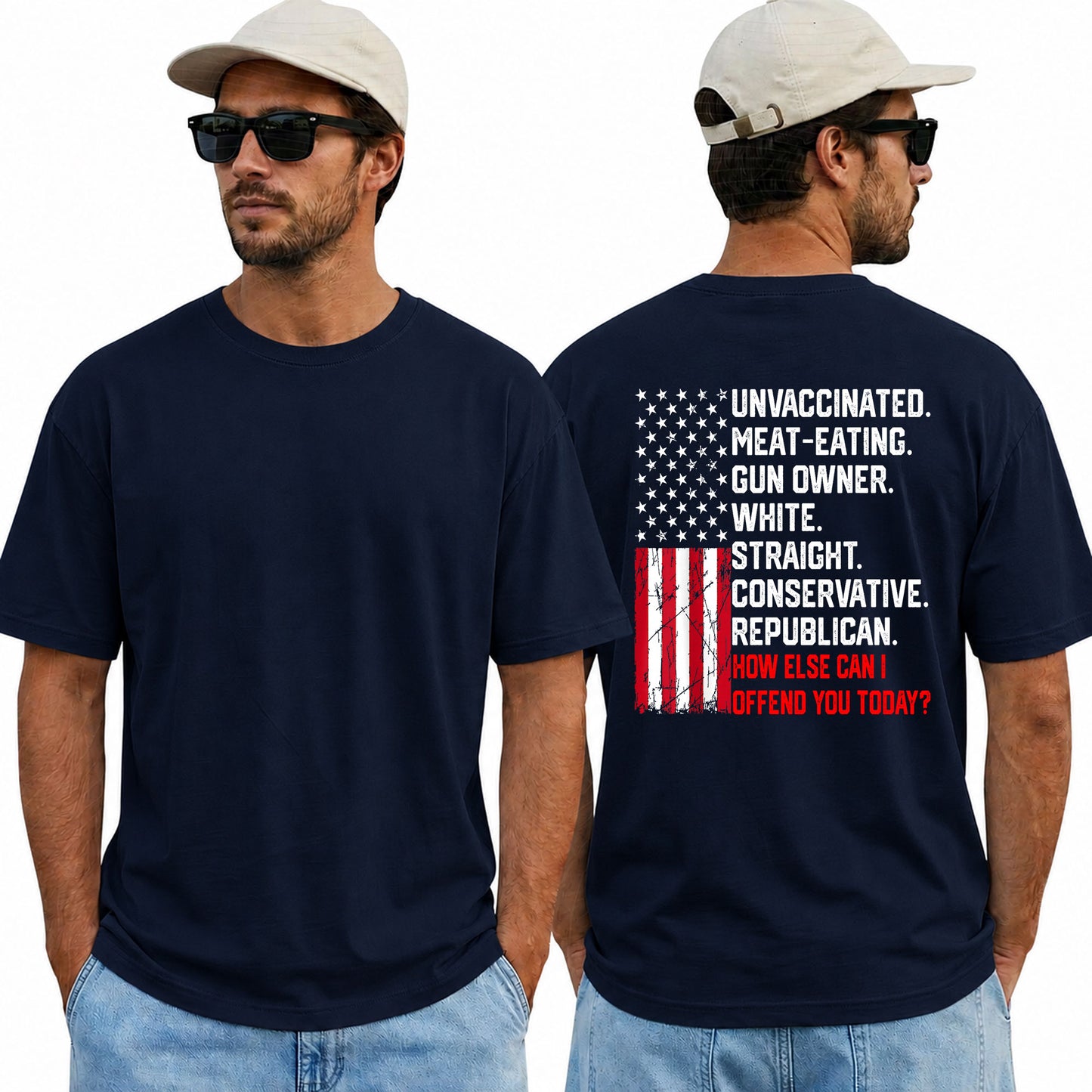 How Else Can I Offend You Today Shirt Funny Conservative Political Graphic Tee USA Flag Patriot Gift For Adults