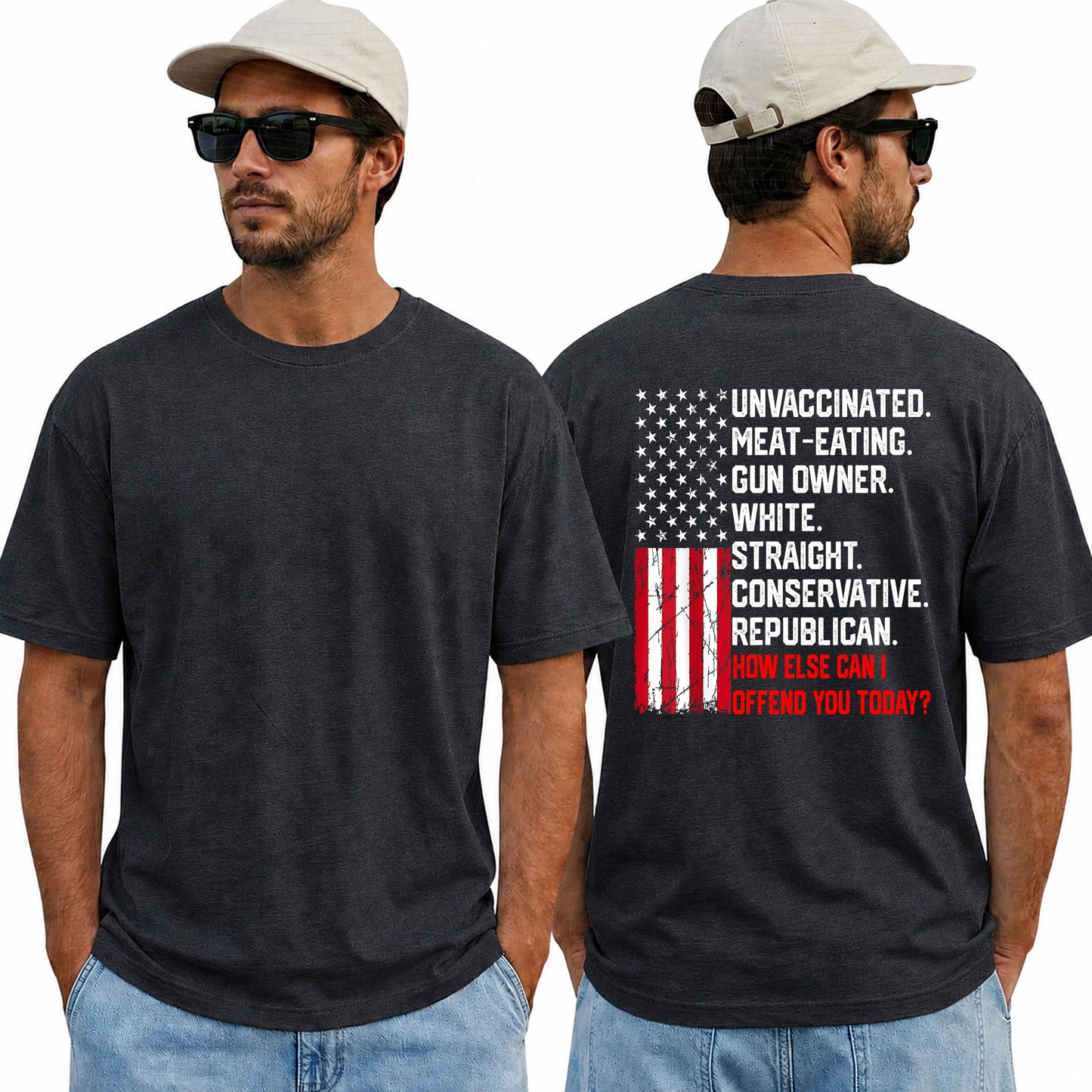 How Else Can I Offend You Today Shirt Funny Conservative Political Graphic Tee USA Flag Patriot Gift For Adults