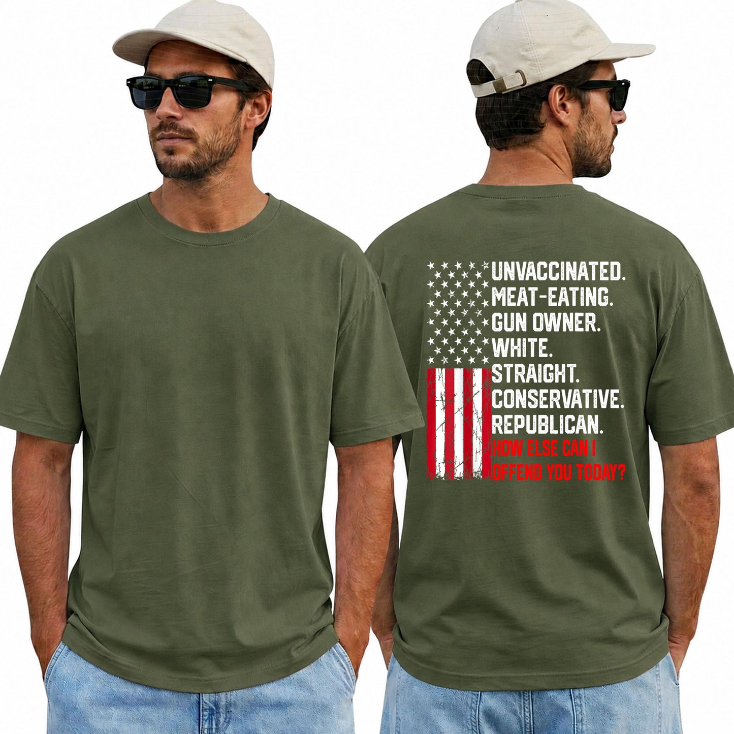 How Else Can I Offend You Today Shirt Funny Conservative Political Graphic Tee USA Flag Patriot Gift For Adults