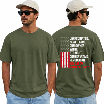 How Else Can I Offend You Today Shirt Funny Conservative Political Graphic Tee USA Flag Patriot Gift For Adults