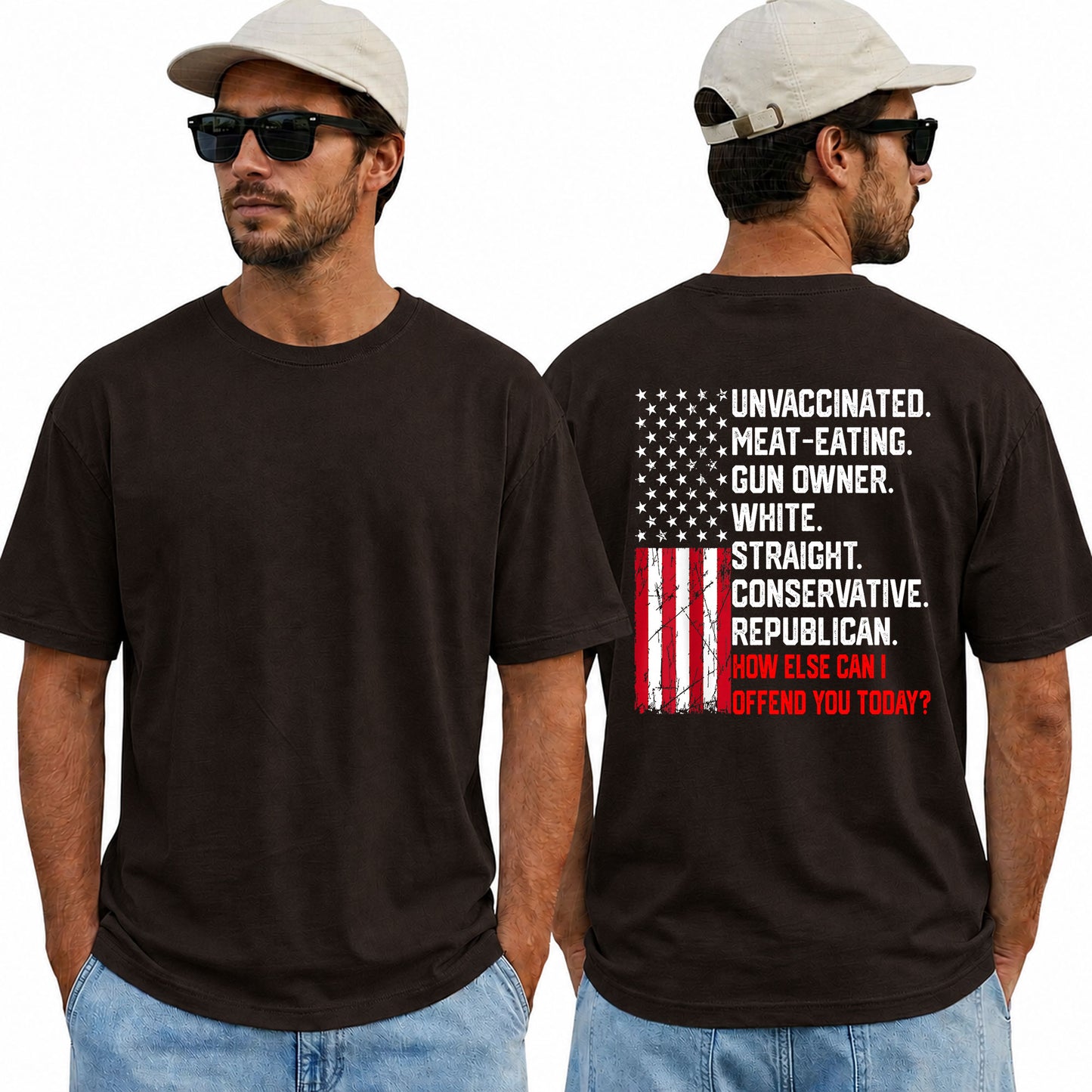 How Else Can I Offend You Today Shirt Funny Conservative Political Graphic Tee USA Flag Patriot Gift For Adults