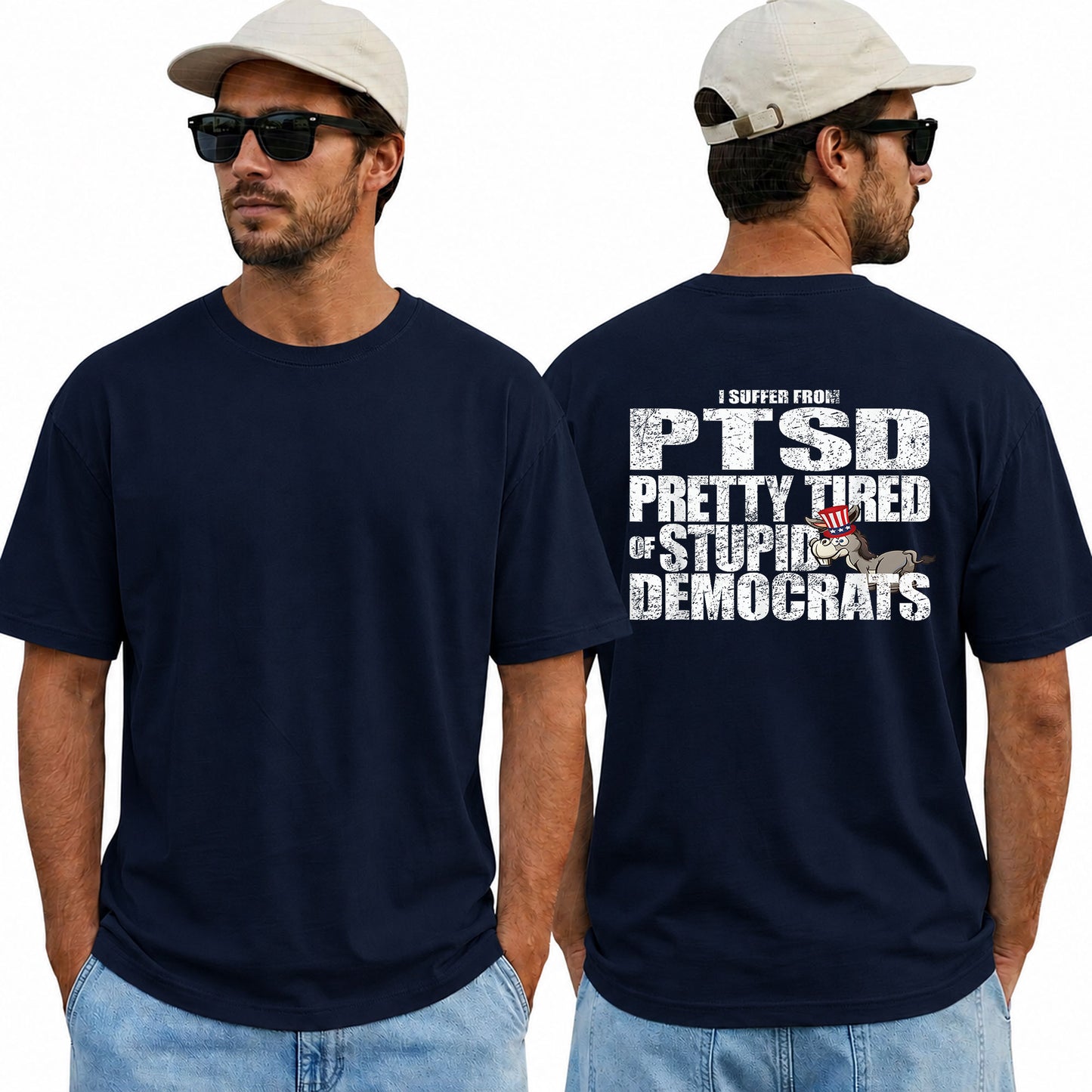 I Have PTSD Pretty Tired Of Stupid Democrats Shirt Funny Conservative Political Graphic Tee Anti Woke Patriot Gift For Adults