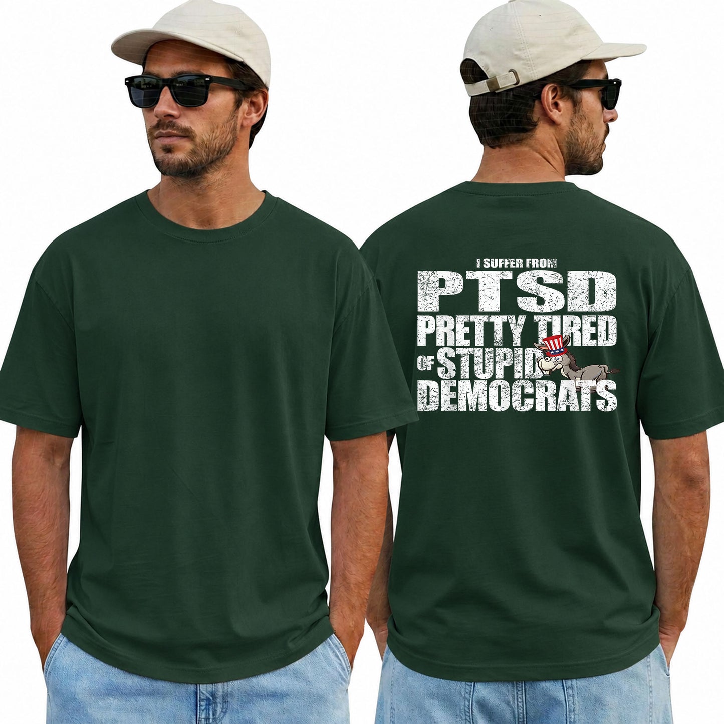 I Have PTSD Pretty Tired Of Stupid Democrats Shirt Funny Conservative Political Graphic Tee Anti Woke Patriot Gift For Adults