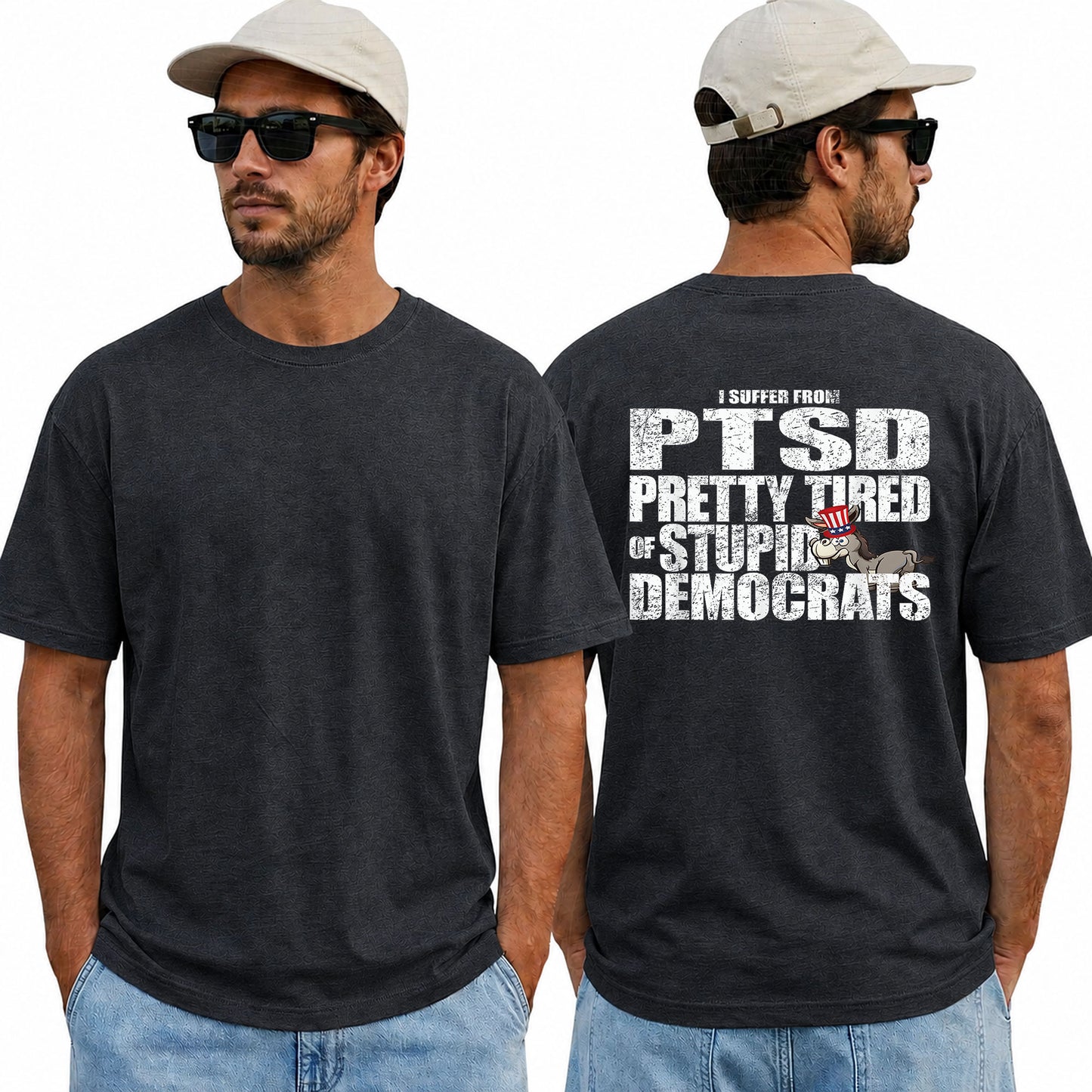 I Have PTSD Pretty Tired Of Stupid Democrats Shirt Funny Conservative Political Graphic Tee Anti Woke Patriot Gift For Adults