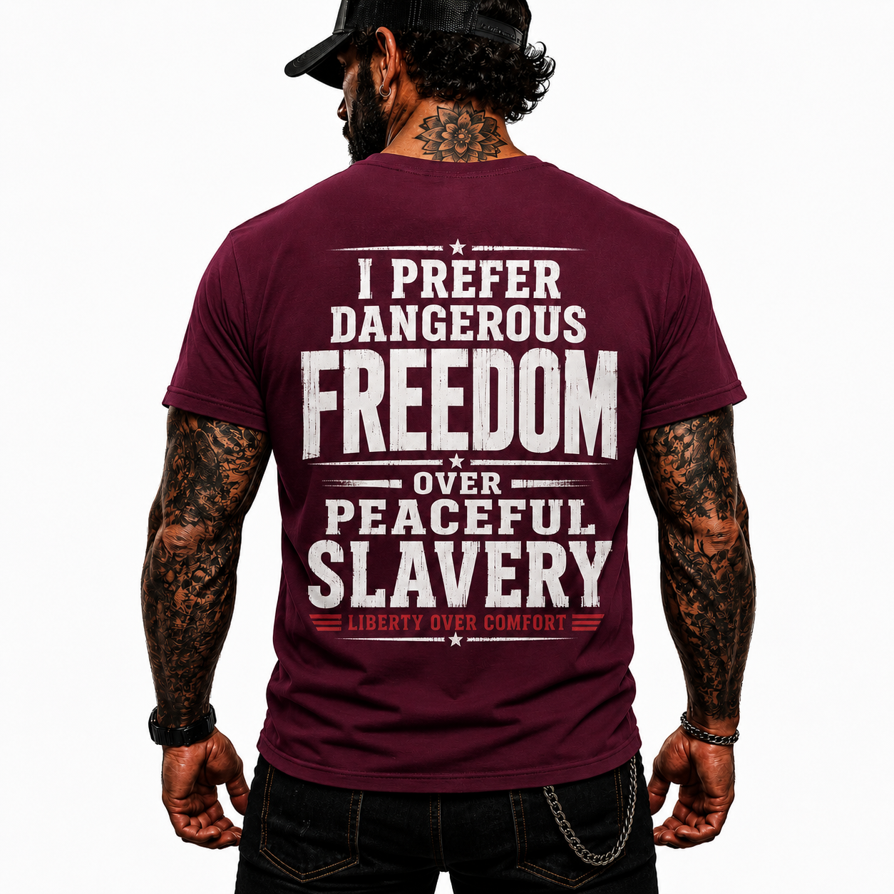 I Prefer Dangerous Freedom Over Peaceful Slavery Shirt Liberty Over Comfort Conservative Patriotic Graphic Tee Freedom Gift For Adults