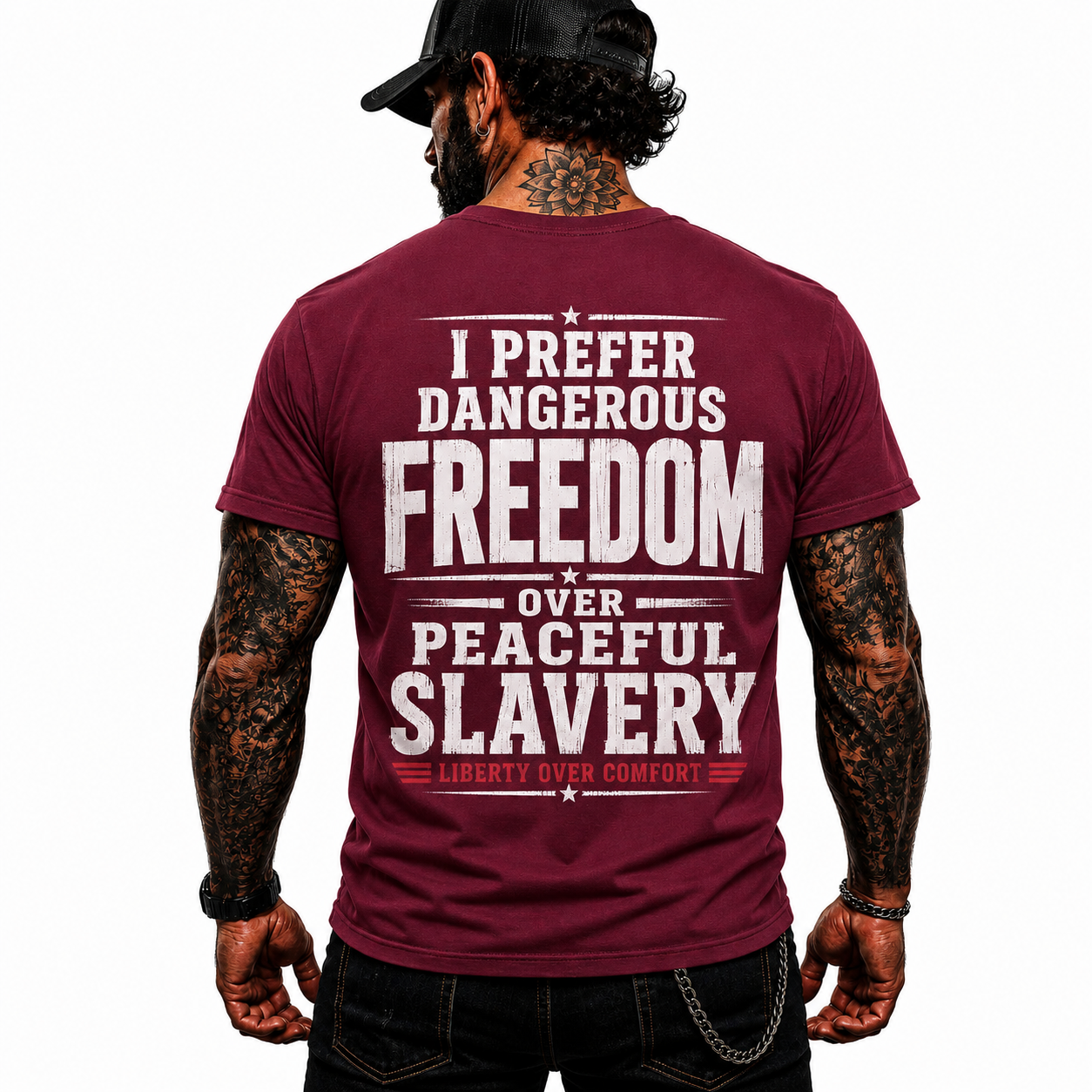 I Prefer Dangerous Freedom Over Peaceful Slavery Shirt Liberty Over Comfort Conservative Patriotic Graphic Tee Freedom Gift For Adults