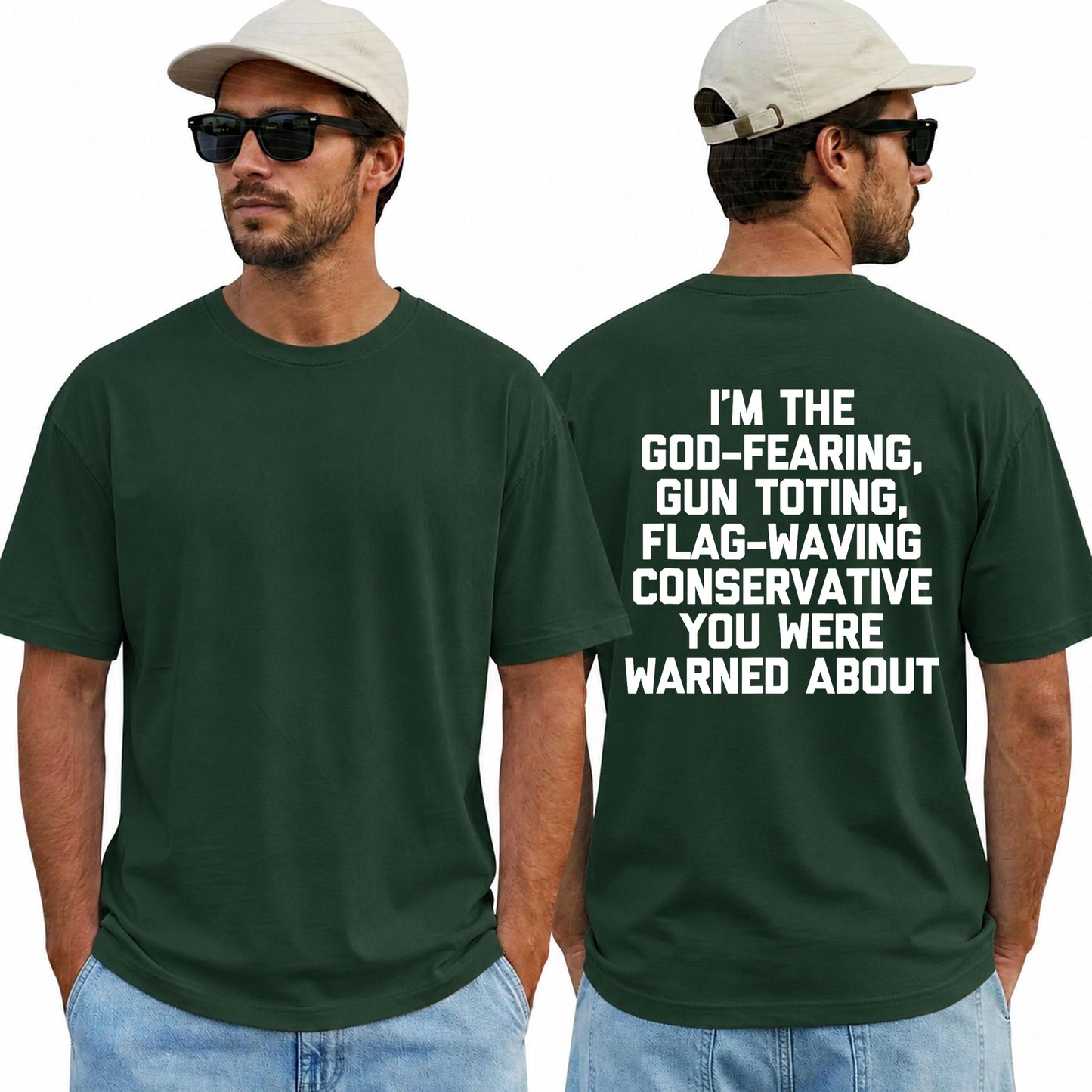 Im The God Fearing Gun Toting Flag Waving Conservative Shirt Patriotic American Flag Graphic Tee Republican Gift For Men