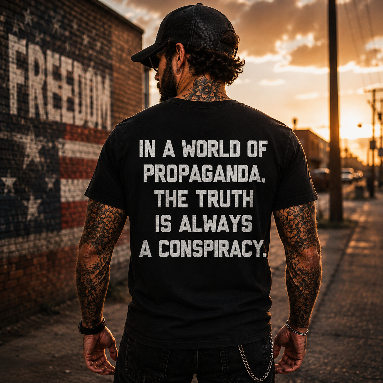 In A World Of Propaganda The Truth Is Always A Conspiracy Shirt Freedom Patriot Graphic Tee Liberty Political Gift For Men Women
