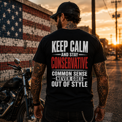 Keep Calm And Stay Conservative Shirt Funny Conservative Political Graphic Tee Patriot Gift For Men Women