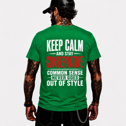 Keep Calm And Stay Conservative Shirt Funny Conservative Political Graphic Tee Patriot Gift For Men Women