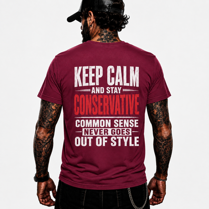 Keep Calm And Stay Conservative Shirt Funny Conservative Political Graphic Tee Patriot Gift For Men Women