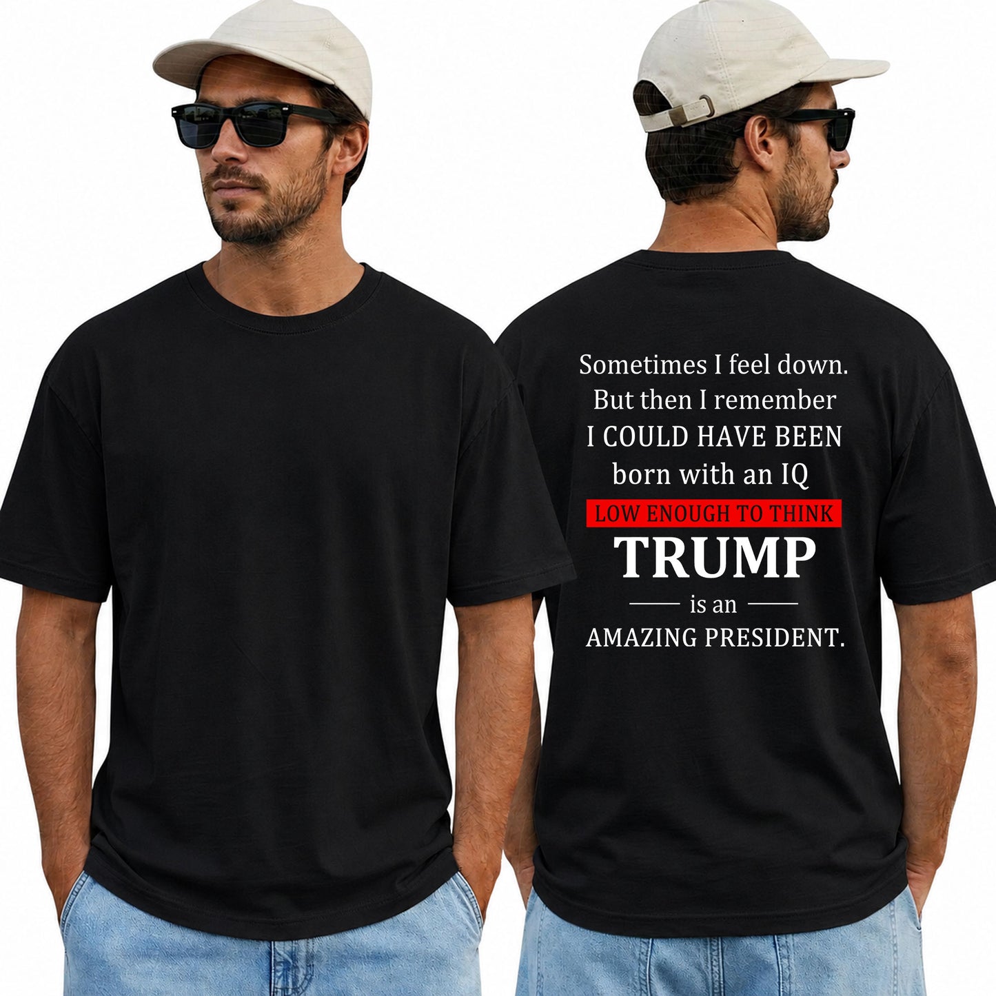 Low Enough To Think Trump Is An Amazing President Shirt Funny Anti Trump Political Graphic Tee Protest Gift For Adults