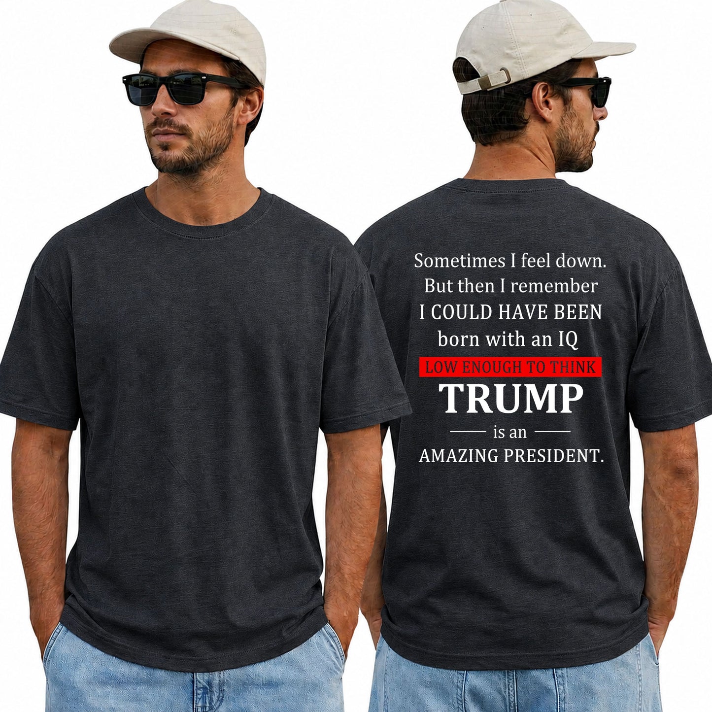 Low Enough To Think Trump Is An Amazing President Shirt Funny Anti Trump Political Graphic Tee Protest Gift For Adults