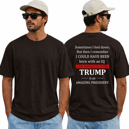Low Enough To Think Trump Is An Amazing President Shirt Funny Anti Trump Political Graphic Tee Protest Gift For Adults