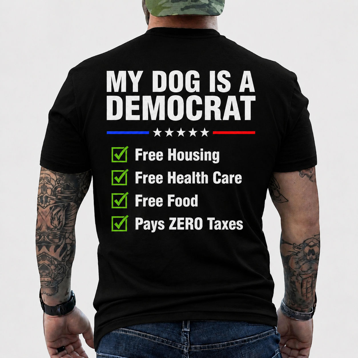 My Dog Is A Democrat Shirt Funny Conservative Political Graphic Tee Anti Liberal Patriot Gift For Adults