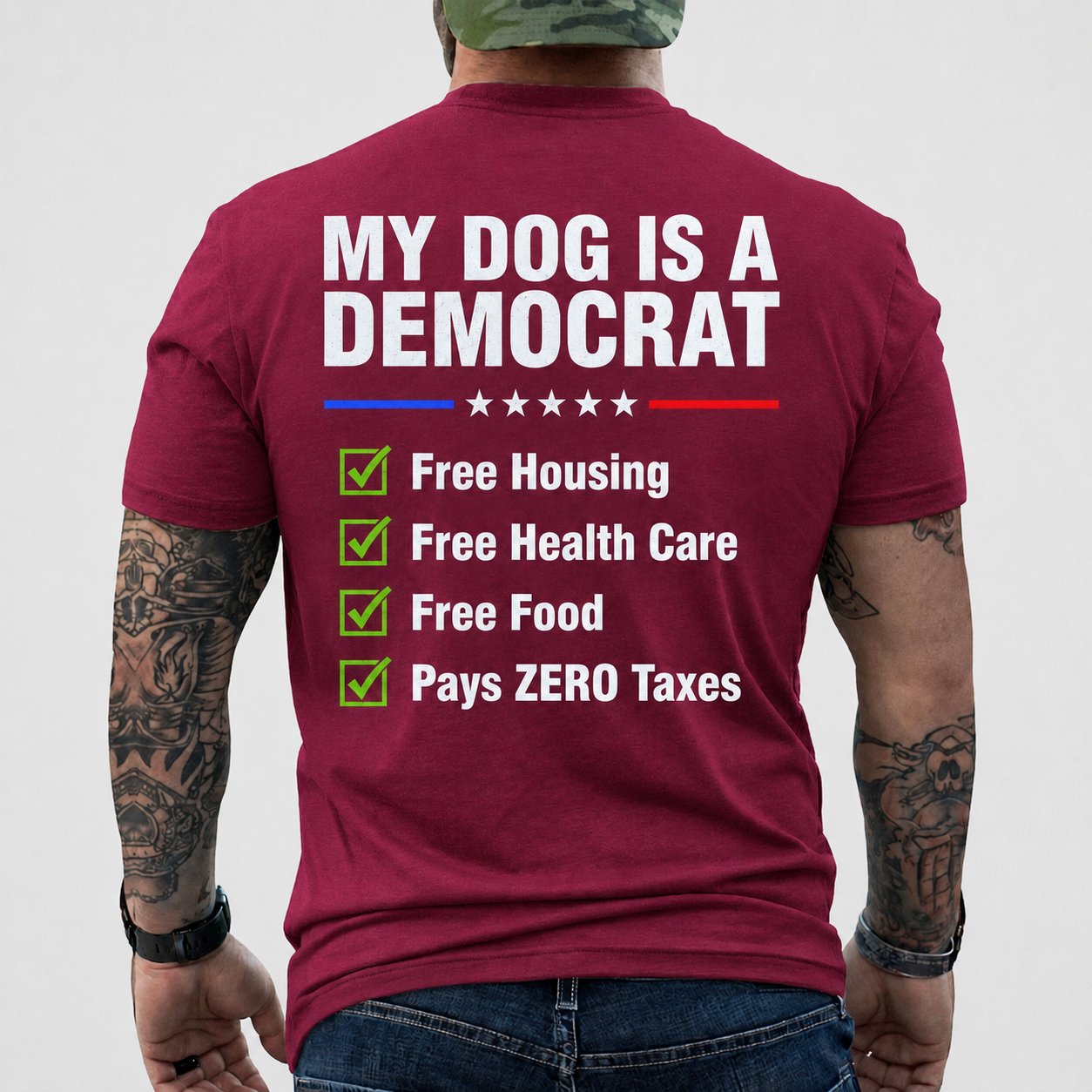 My Dog Is A Democrat Shirt Funny Conservative Political Graphic Tee Anti Liberal Patriot Gift For Adults