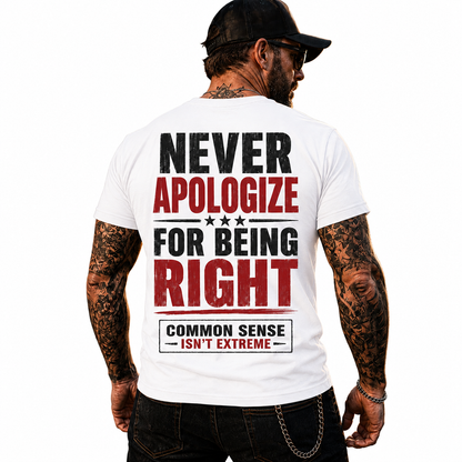 Never Apologize For Being Right Shirt Funny Conservative Political Graphic Tee Patriot Gift For Adults