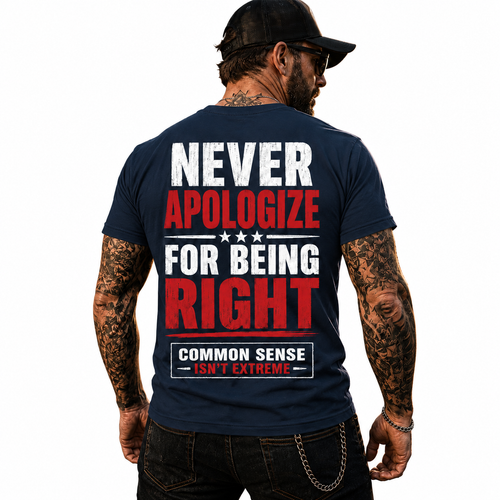 Never Apologize For Being Right Shirt Funny Conservative Political Graphic Tee Patriot Gift For Adults