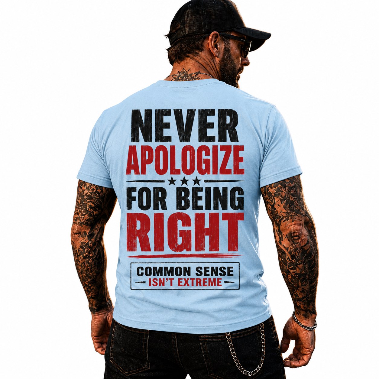 Never Apologize For Being Right Shirt Funny Conservative Political Graphic Tee Patriot Gift For Adults