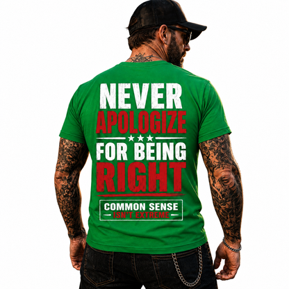 Never Apologize For Being Right Shirt Funny Conservative Political Graphic Tee Patriot Gift For Adults