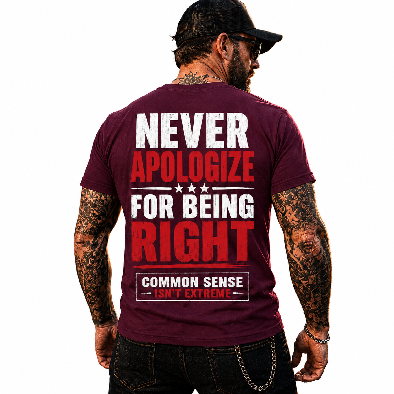 Never Apologize For Being Right Shirt Funny Conservative Political Graphic Tee Patriot Gift For Adults
