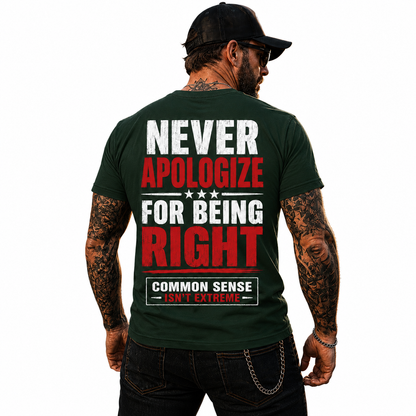Never Apologize For Being Right Shirt Funny Conservative Political Graphic Tee Patriot Gift For Adults