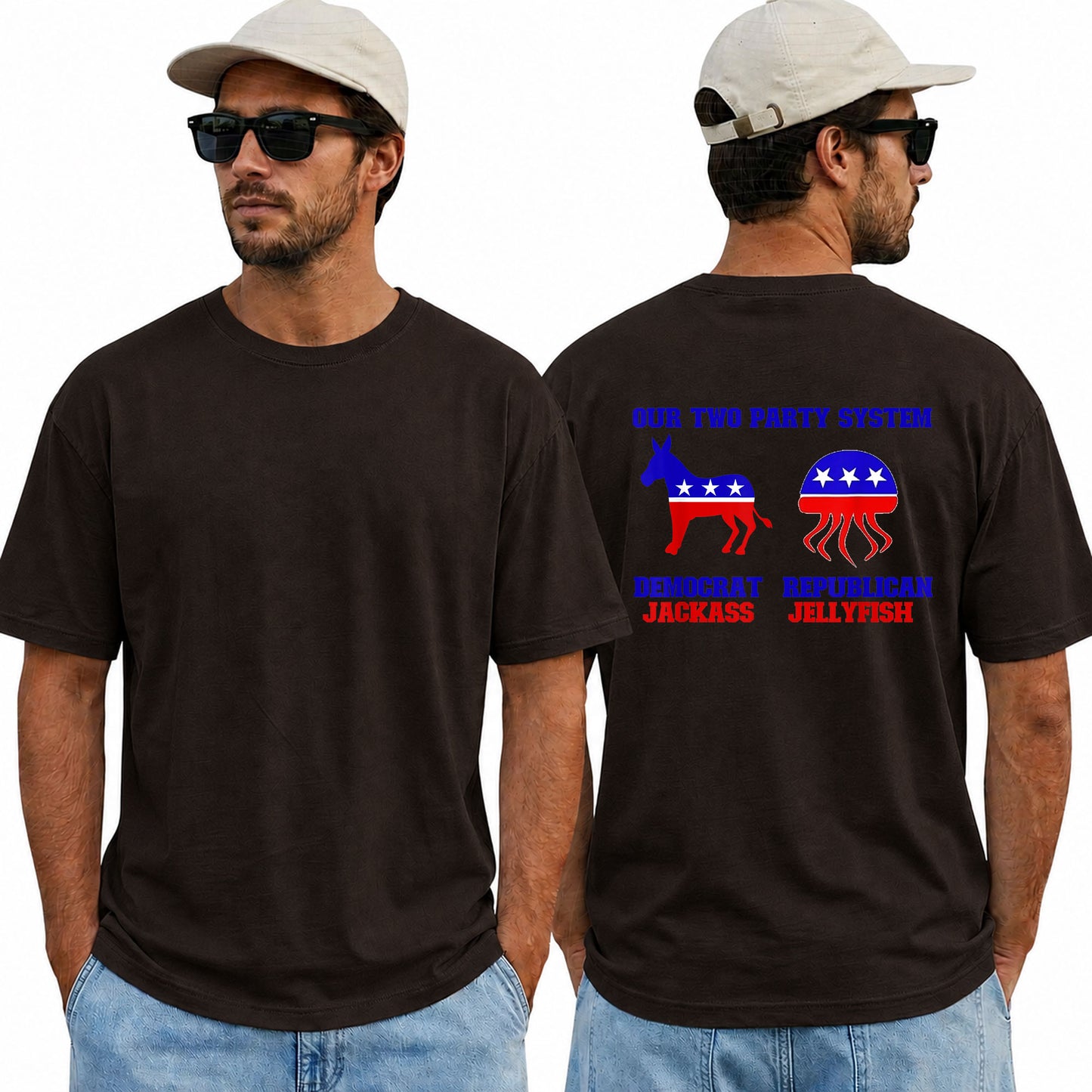 Our Two Party System Shirt Funny Political Humor Graphic Tee Bipartisan Satire Gift For Adults