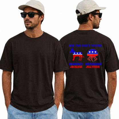 Our Two Party System Shirt Funny Political Humor Graphic Tee Bipartisan Satire Gift For Adults